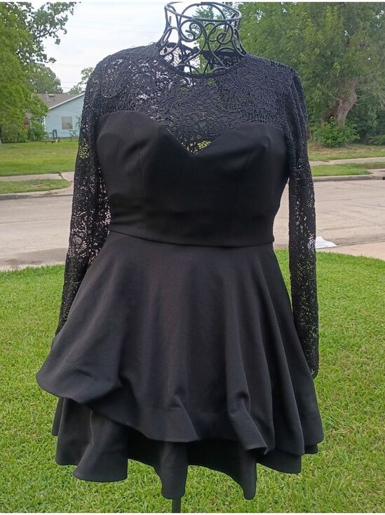 B Darlin Dresses & Skirts - 2/$10 Vintage B Darlin Black Lace Long Sleeve Fit & Flare Dress 3/4